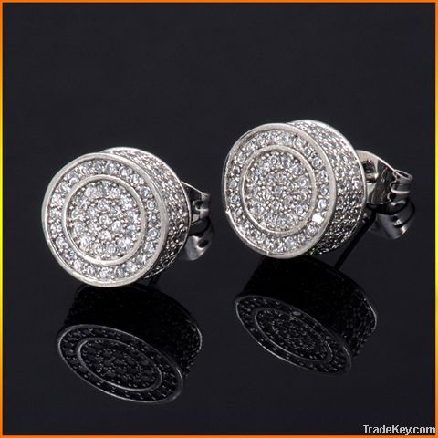 Hip Hop Silver Stud Earrings  JE5254