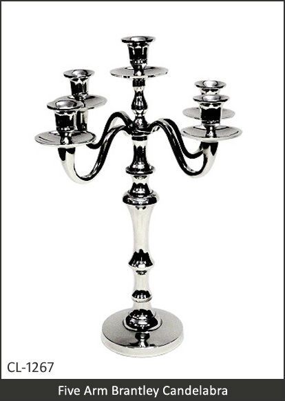 Five Arm Bantley Candelabra in Aluminum 16 Inch