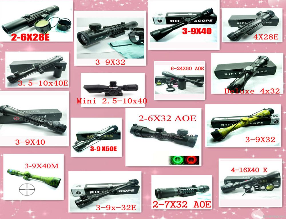 Various airsoft scope, hunting scope, rifle scope, outdoors products