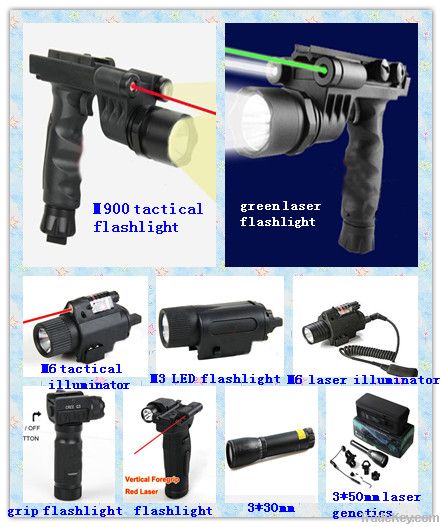 Tactical flashlight, green laser, laser sight, red laser