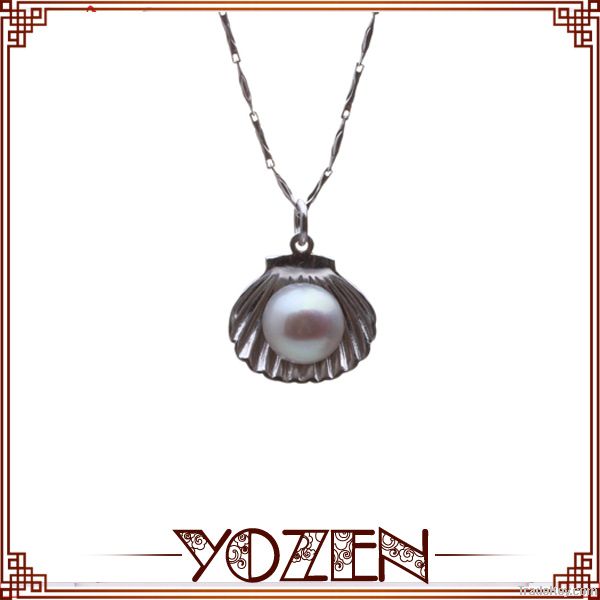 925 silver shell design nature white pearl quantum pendant