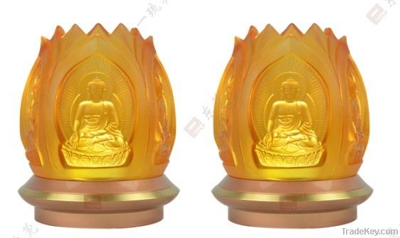 Colored glaze Five Dhyani Buddhas lamp