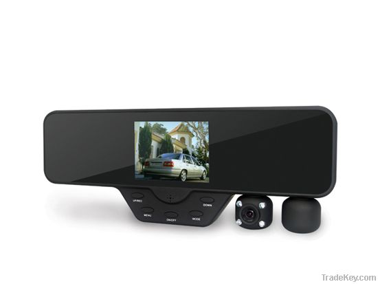 1080P dual lens rearview mirror camera car black box dvr w/ HDMI out