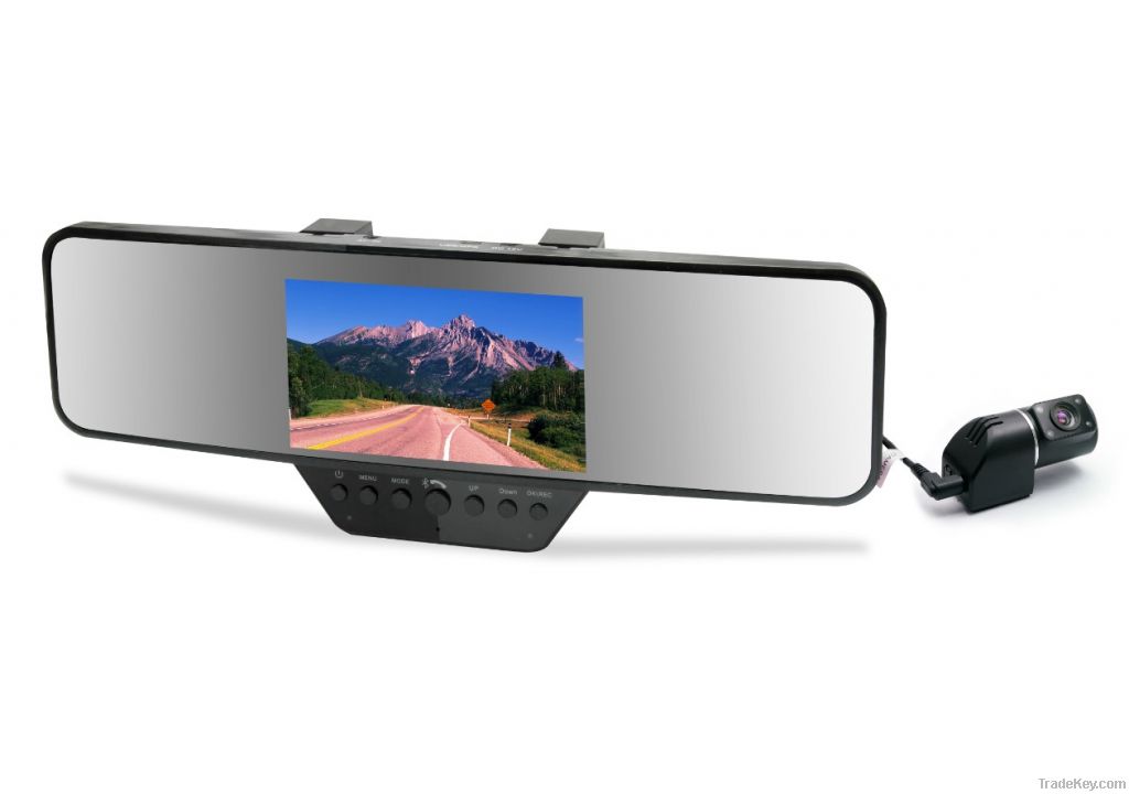 HD 720P bluetooth rearview mirror dvr car black box with AV-IN/GPS