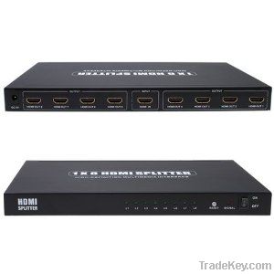 8-Port (1x8) HDMI 1.3 Amplified Powered Splitter / Signal Distributo