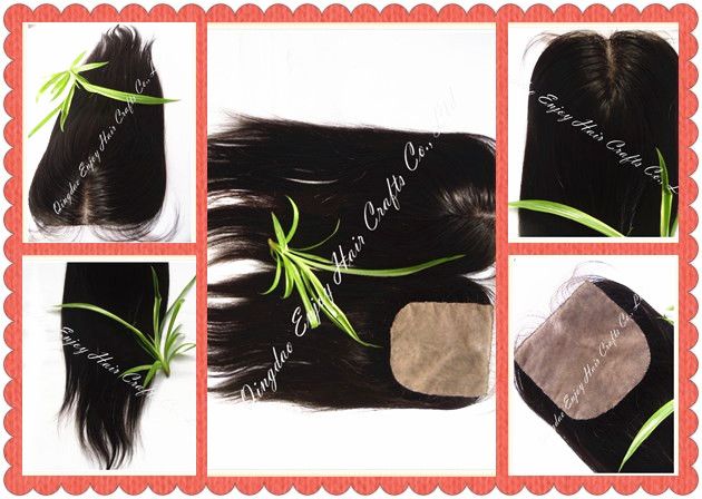 wholesale brazilian virgin hair 4x4 silk lace closure hair extension straight and middle part