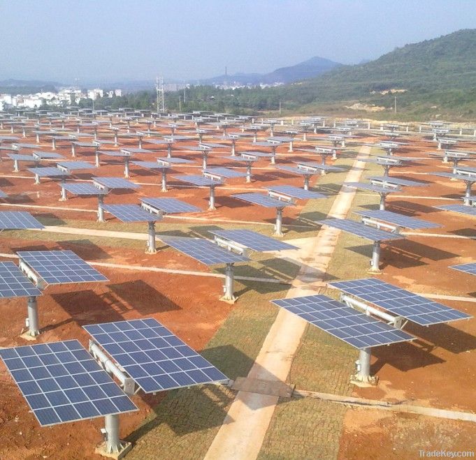tip-tilted dual axis solar tracker, tracking system