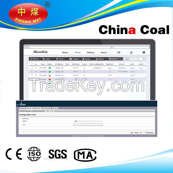 China coal group ANTMINER Ant Miner S5 Hash Rate 1155 GH/s