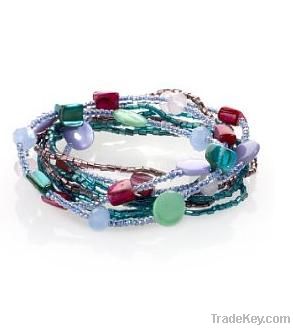 Mixed Bead Stack Stretch Bracelet