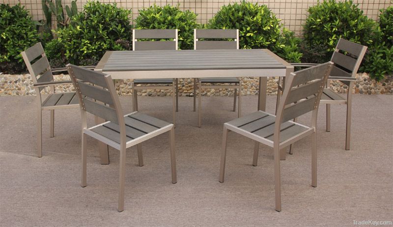 Long Dining Table Set-polywood and aluminum outdoor furniture