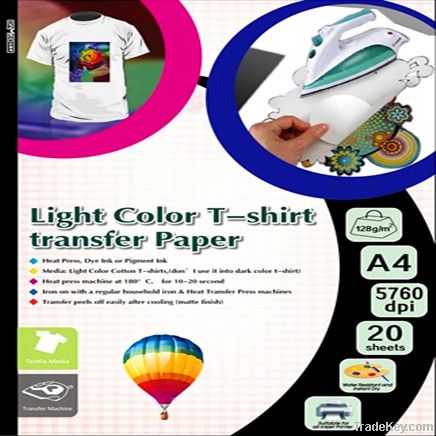 T-shirt Transfer Inkjet Paper, White or light color paper