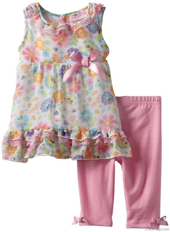 fashion child wear 2pcs with dress
