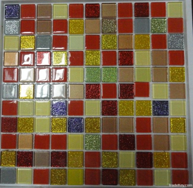 Iridescent glass mosaic