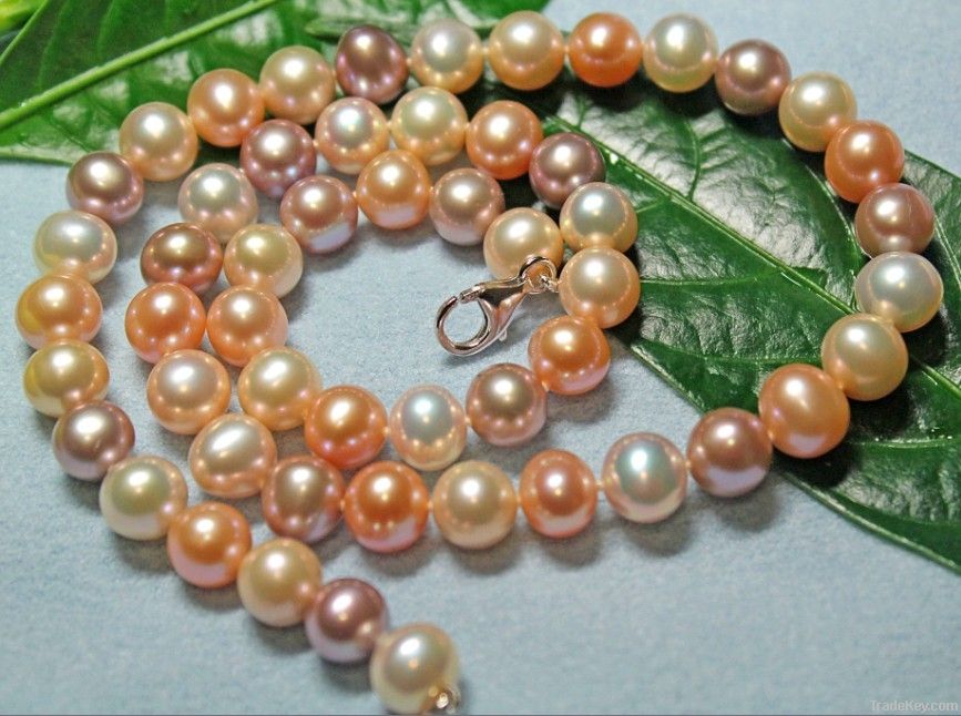 RARE 8-9mm Multi-color Freshwater Pearl Necklace