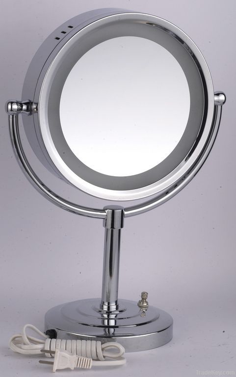 Desktop makeup magnifying LED lighted mirror