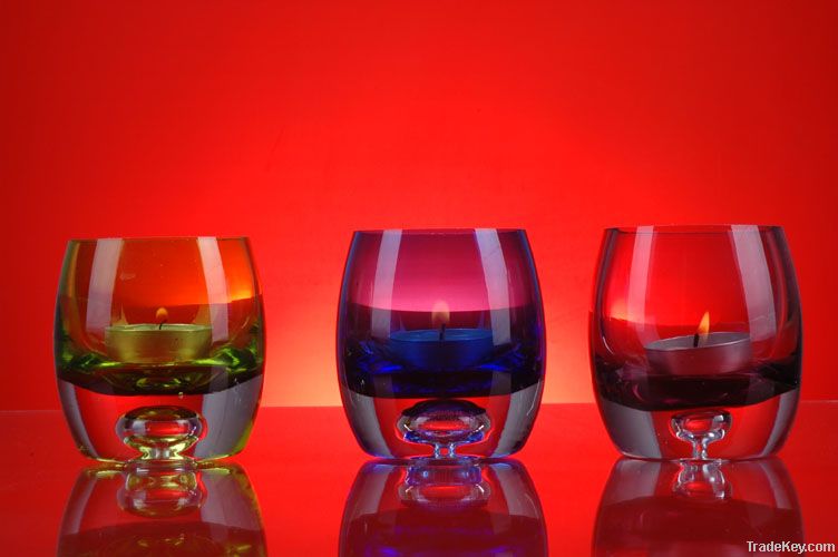 Set of 3 glass candle holder