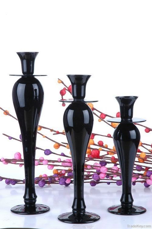 Set of 3 glass candle holder