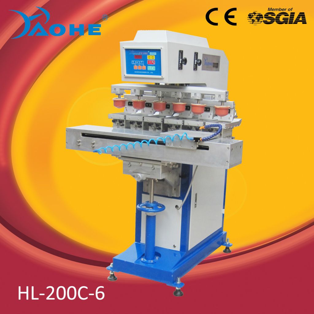 6 color pad printing machine with shuttle