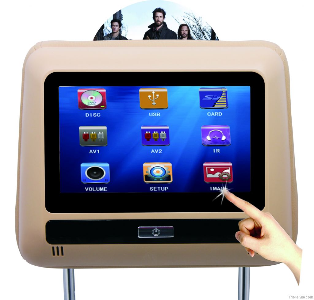 Hot sell easy install 7 inch slot-in touchable headrest DVD player