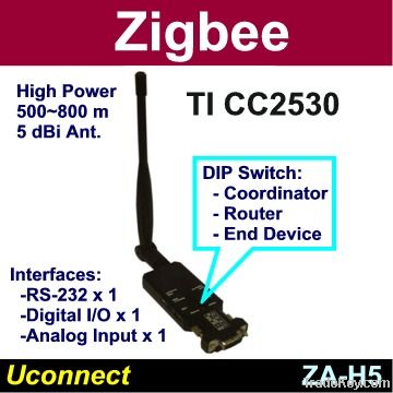 High Power Zigbee RS-232 Adapter with DI/DO & AI, Zigbee pro stack, TI