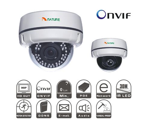 1.3 Megapixel WD RVandalproof  IR dome security CCTV IP camera