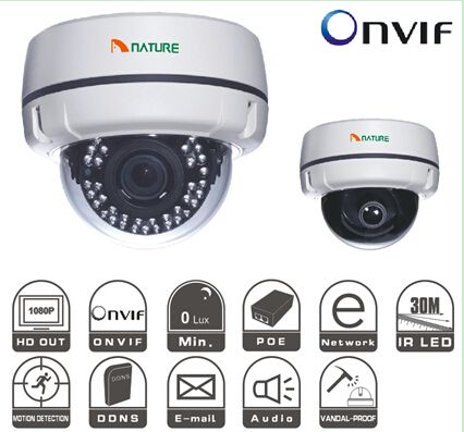 2.0 Megapixel Vandalproof  IR dome security CCTV IP camera