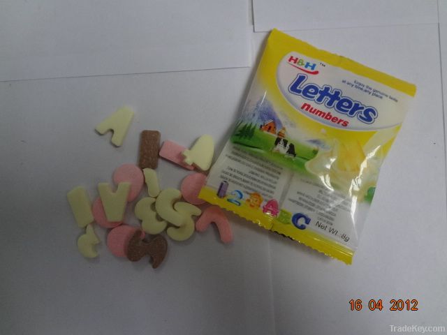 letters n numbers milk candy