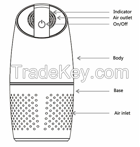 Olans K05A negative ion Anion car air purifier with Dual USB port for car