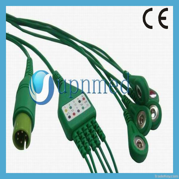 Universally Neonatal One piece 5 lead ECG Cable with leadwires