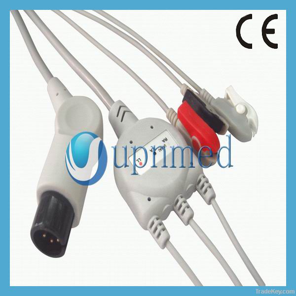 Universally One piece 3-lead ECG Cable with leadwires