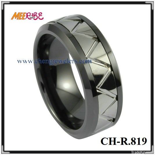 Black tungsten ring for men