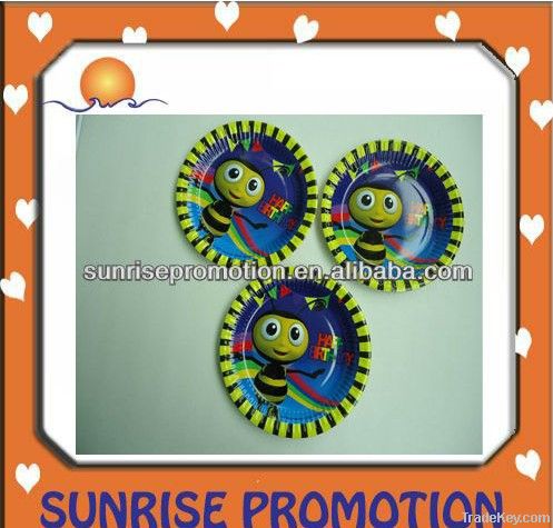 disposable party paper plate with color printed
