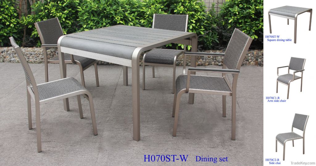 Aluminum Aquare Dining Table Set for Outdoor Use