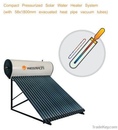 Compact Pressurized Solar Water Heater System(with evacuated heat pipe