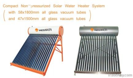 Compact Non Pressurized Solar Water Heater (with all glass vacuum tube