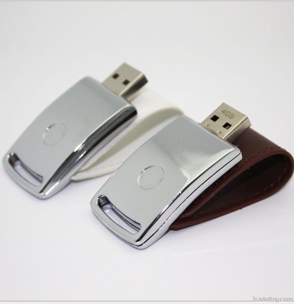 metal usb flip leather magnetic snap cap