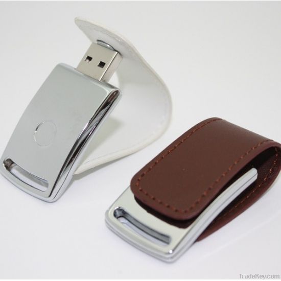 metal usb flip leather magnetic snap cap