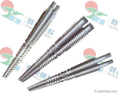 Twin conical screw barrel for machine