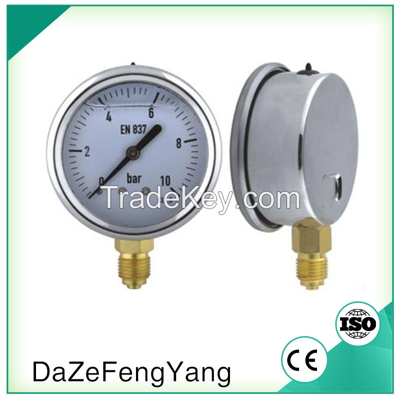 Back or bottom mount liquid oil filled pressure gauge