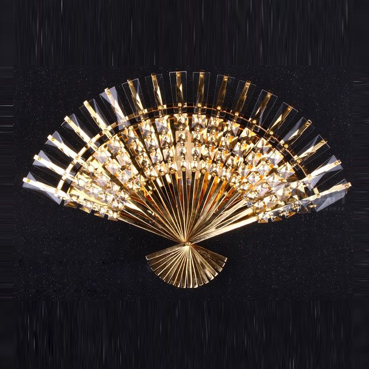 Modern Crystal Fan-shape Bedroom Wall Light Luxury European Crystal Corridor Bedside Wall Sconces Porch Mirror Front Hallway Wall Light