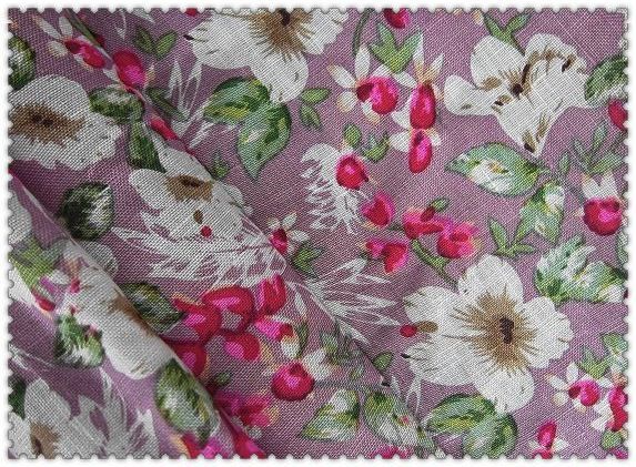 Beautiful flower printed flax fabric