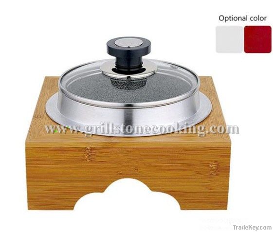 Stone hot pot with bamboo stand