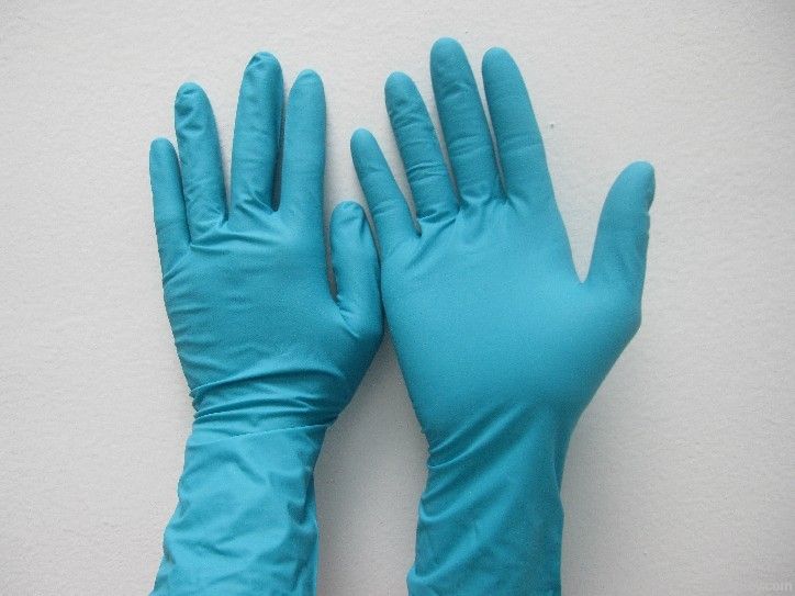 blue disposable nitriel exam glove