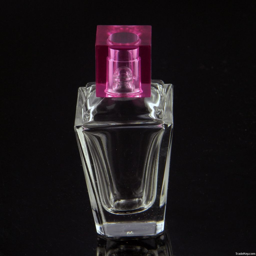 Luxury glass perfume bottle with purple lid for travel