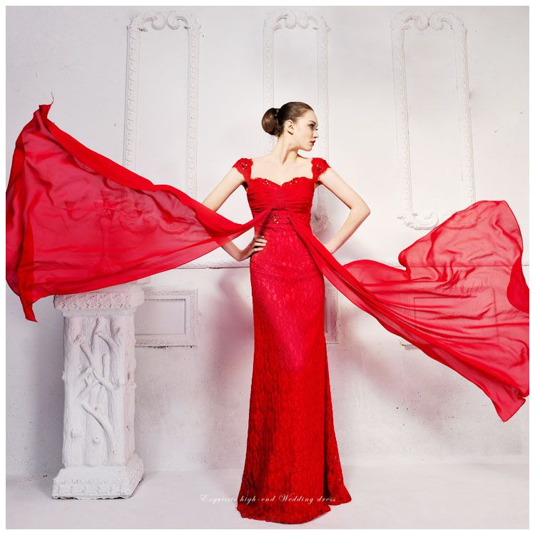 Womens Red Color Party Wear Gown for Western