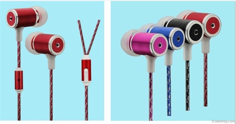 headphone manufacturer color earphones with metal cable for iphone
