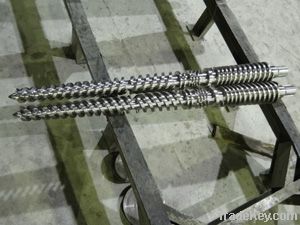 Bimetallic conical twin double screw and barrels/twin conical screws a