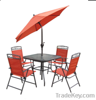 Umbrella set folding outdoor furniture