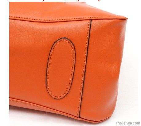 trend leather tote women handbags orange color