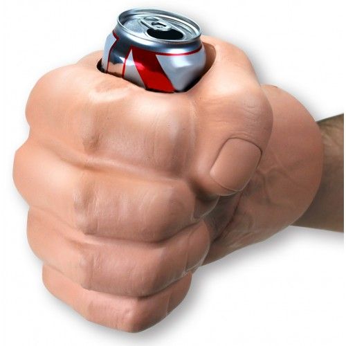 fist shaped drinking koozie can holder